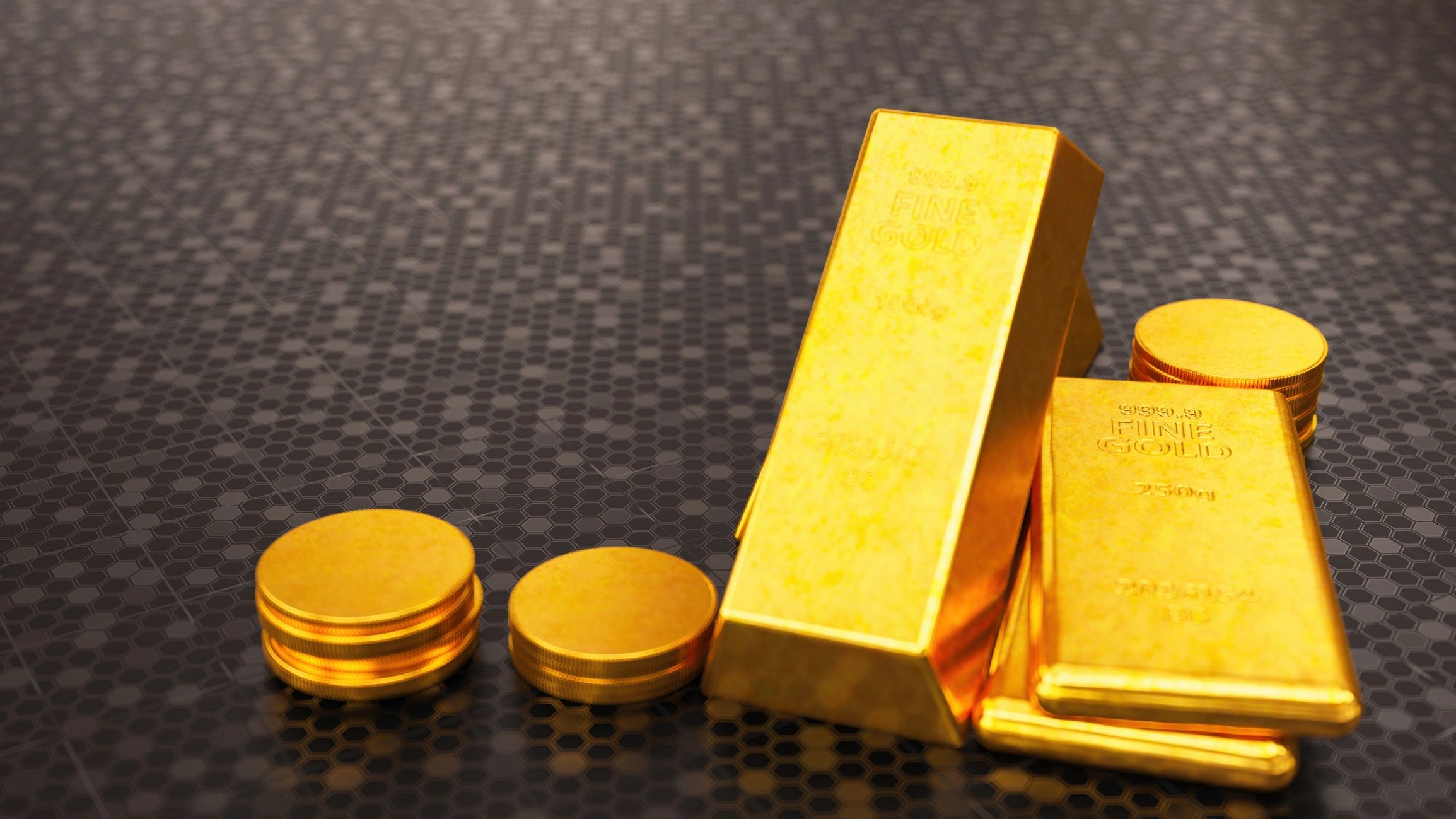 Gold bars and coins symbolizing value and export trade