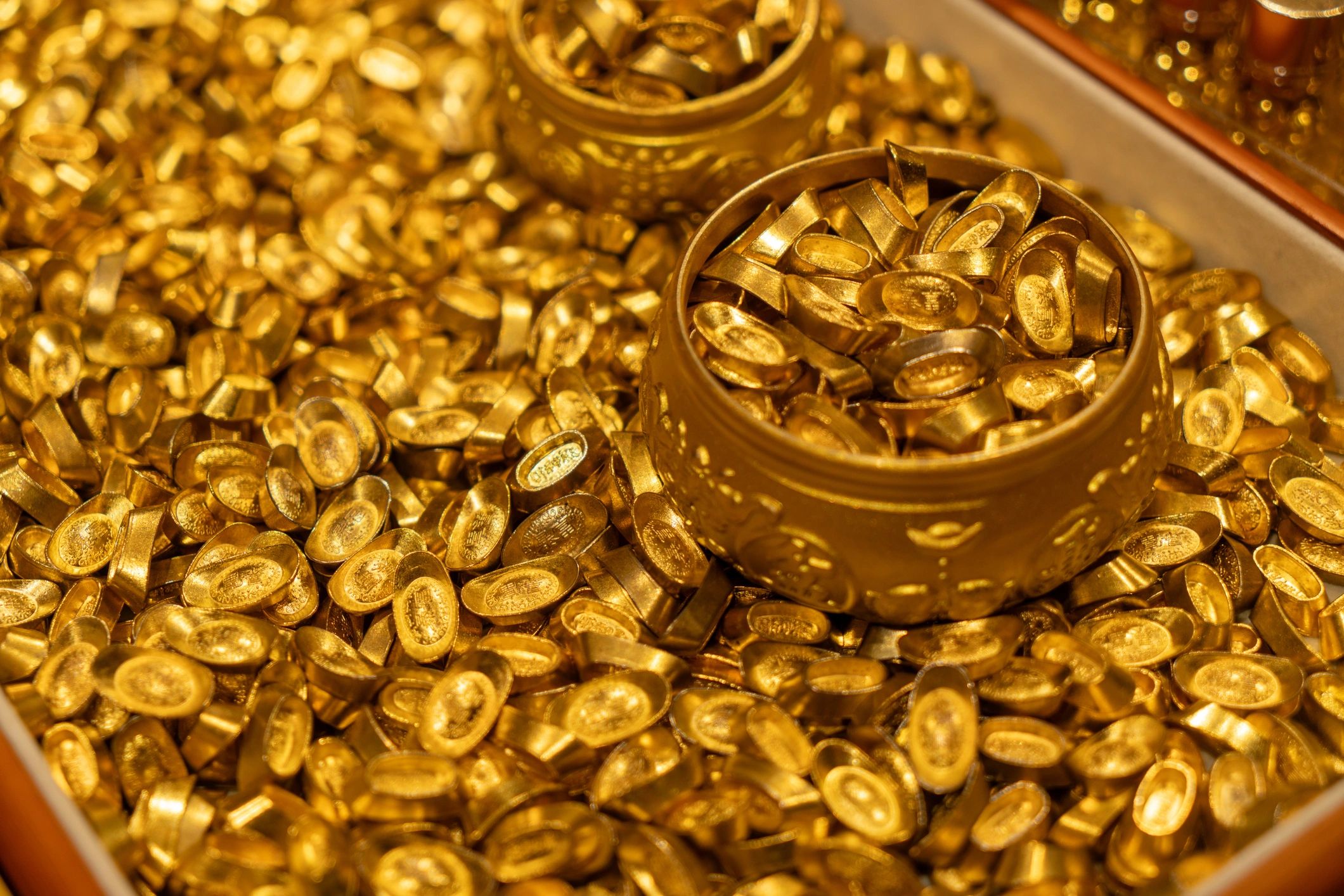 Gold ingots representing international gold trade